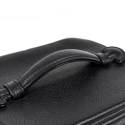 Chanel CC Logo Vanity Cosmetic Makeup Case Pouch Caviar Leather Black — view 5