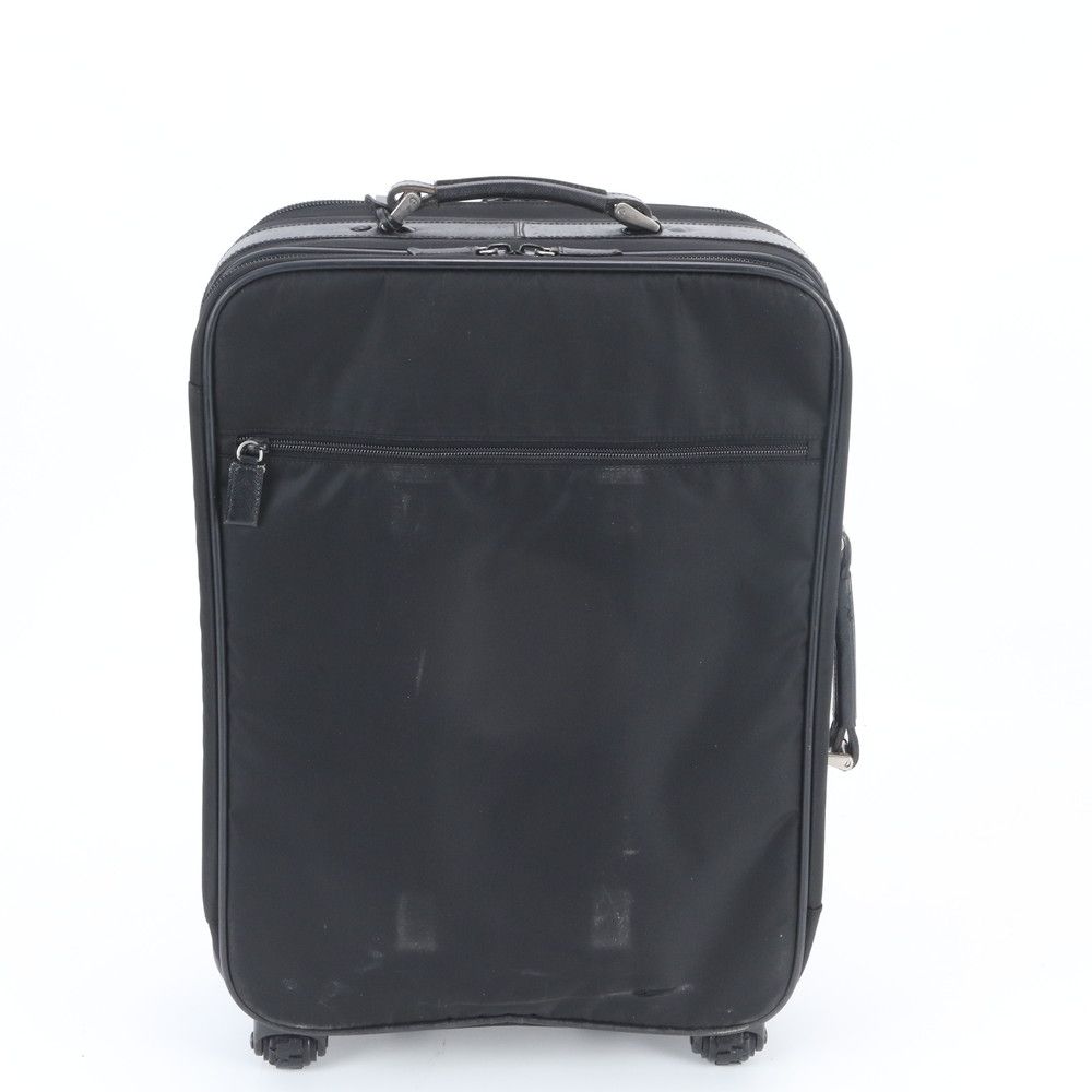 Prada Tessuto Nylon Triangle Logo Leather Suitcase Travel Bag Business Trunk — view 4