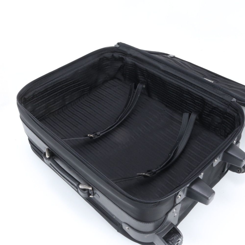 Prada Tessuto Nylon Triangle Logo Leather Suitcase Travel Bag Business Trunk — view 8