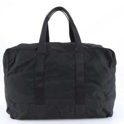 Prada Tessuto Nylon Triangle Logo Leather Boston Bag Business Trip Tote Travel — view 3