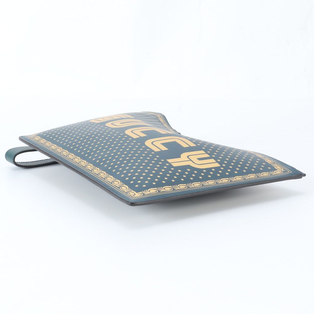 Gucci Sega Collaboration Guccy Print Leather Business Clutch — view 4