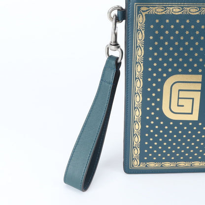 Gucci Sega Collaboration Guccy Print Leather Business Clutch — view 3
