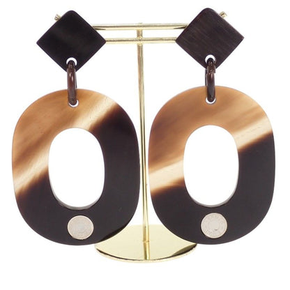 Hermes Earrings Buffalo Horn Brown