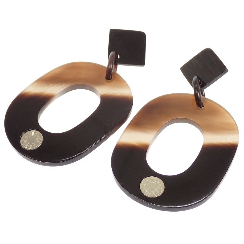 Hermes Earrings Buffalo Horn Brown — view 5