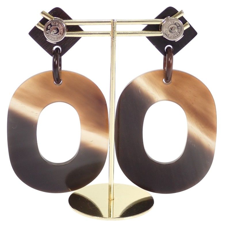Hermes Earrings Buffalo Horn Brown — view 4