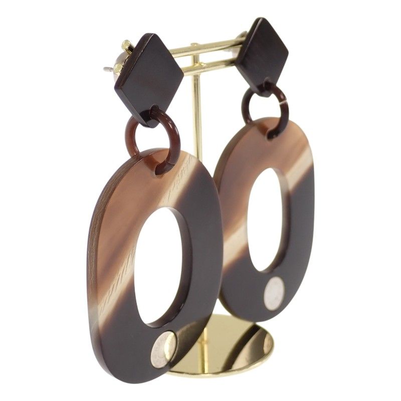 Hermes Earrings Buffalo Horn Brown — view 2