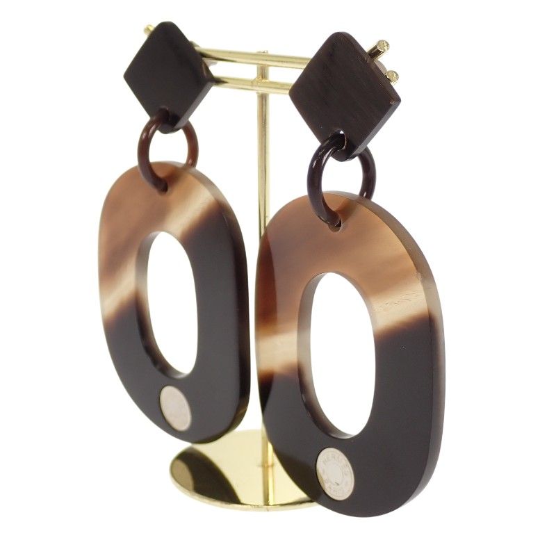 Hermes Earrings Buffalo Horn Brown — view 3