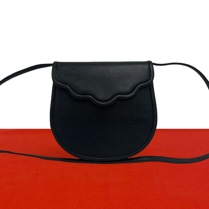 Saint Laurent Yves Vintage Scallop Leather Mini Shoulder Bag Pochette Black