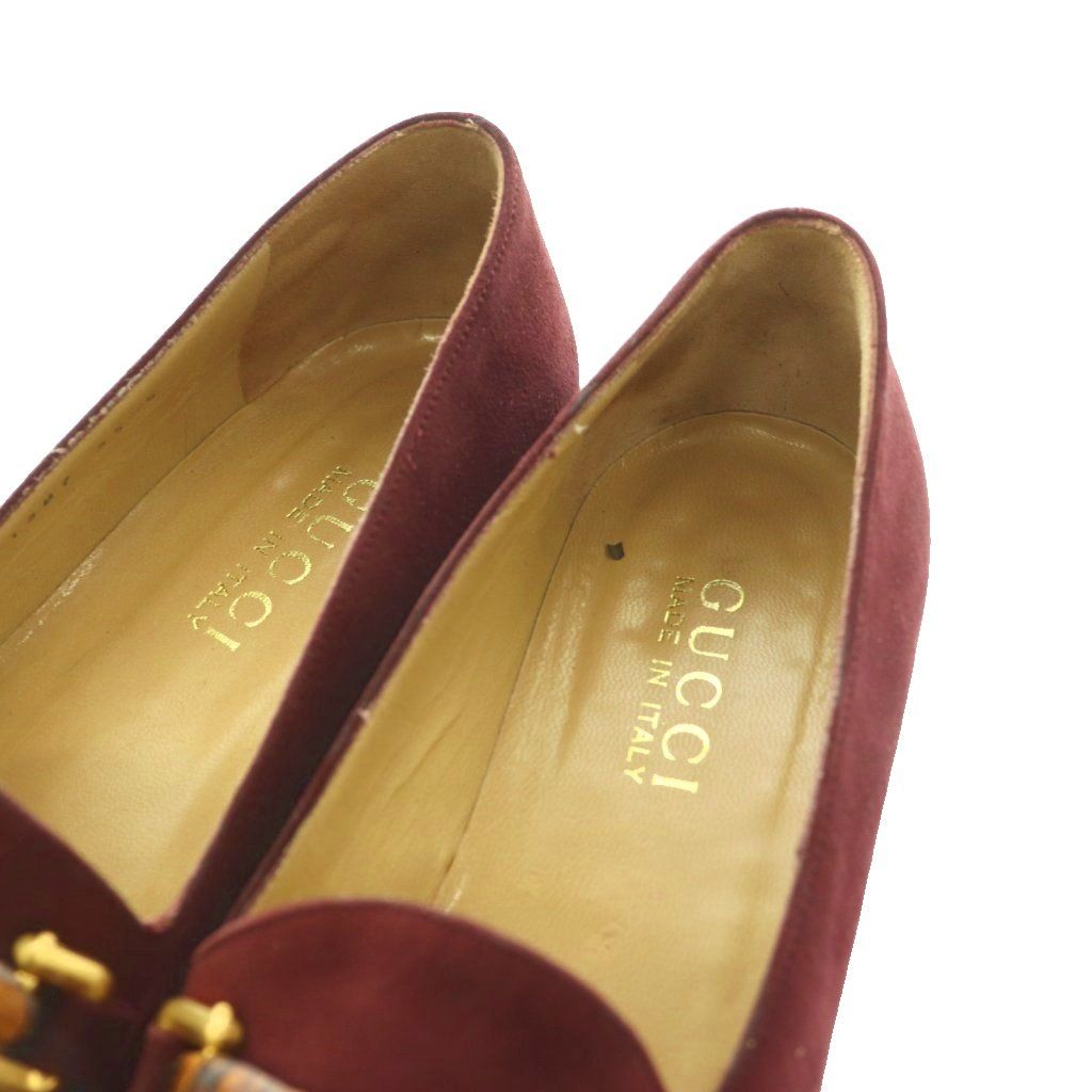 Gucci Bamboo Suede Loafers 35.5 Bordeaux SS — view 4