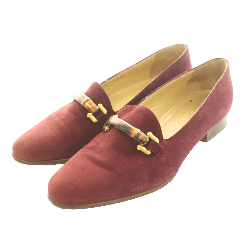 Gucci Bamboo Suede Loafers 35.5 Bordeaux SS
