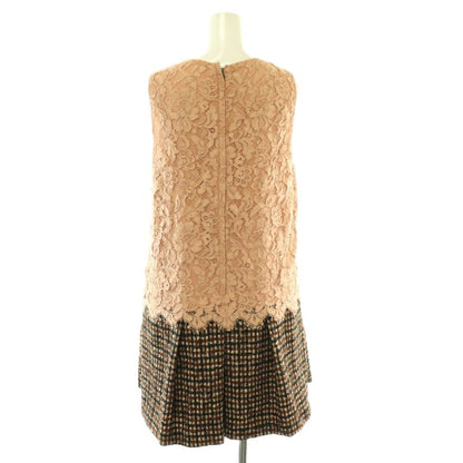 Dolce & Gabbana Dress Knee Length Plaid Sleeveless Brace 42 Pink Brown Black — view 2