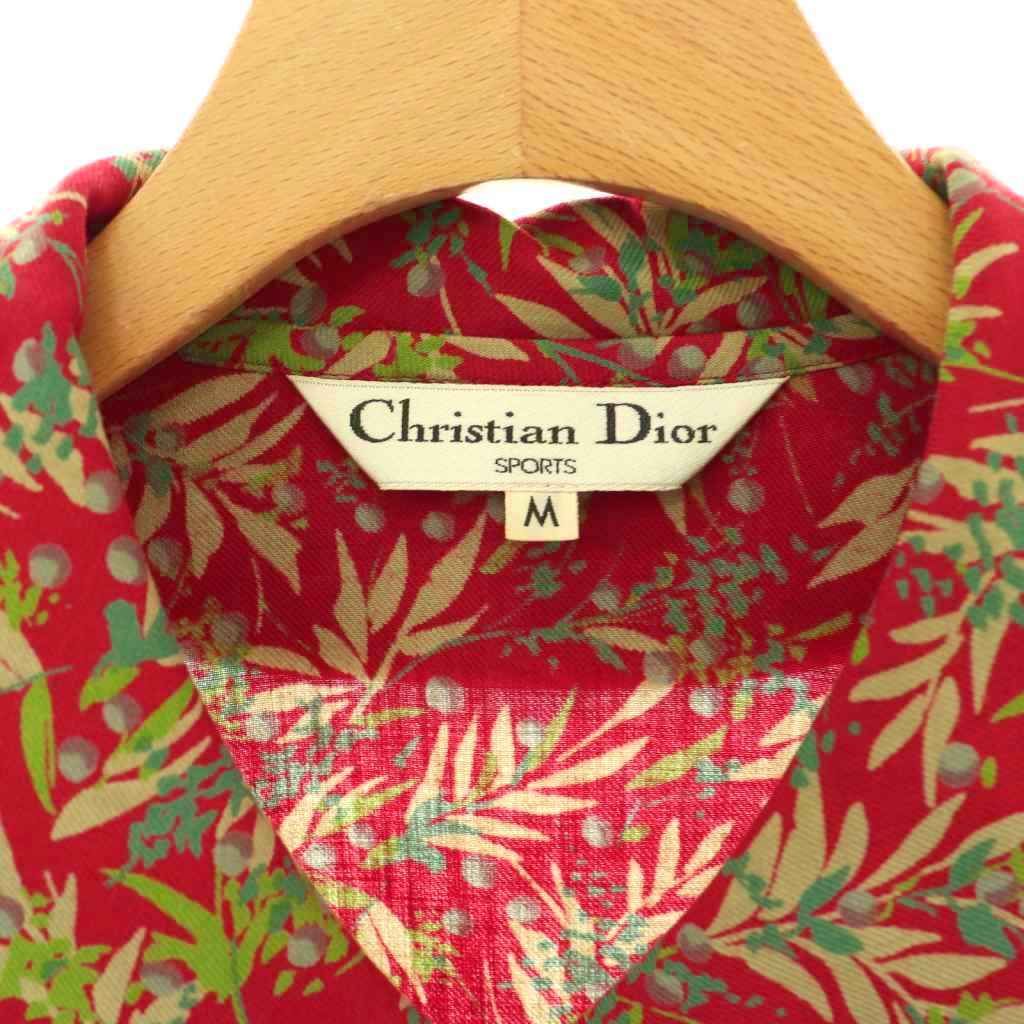 Dior Sports Shirt Blouse Long Sleeve Floral Pattern Open Collar All Over M — view 5