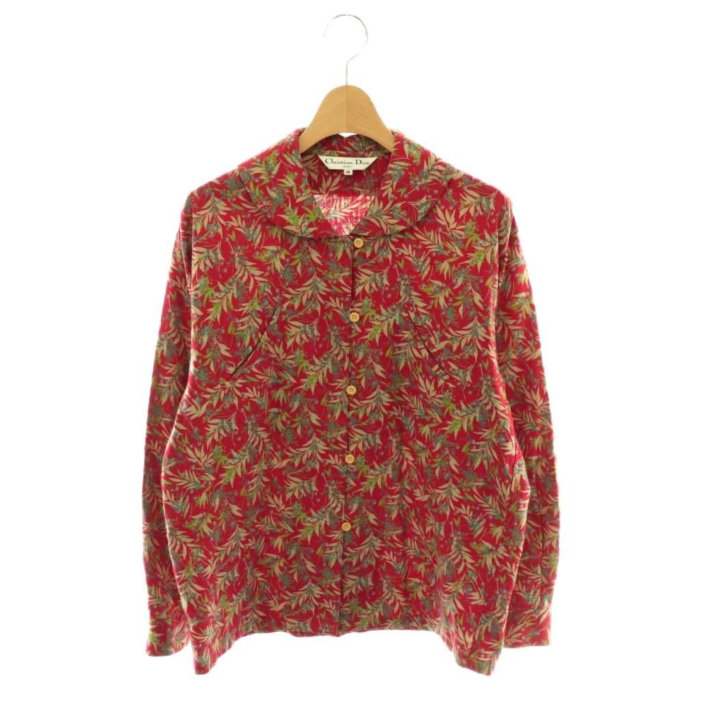 Dior Sports Shirt Blouse Long Sleeve Floral Pattern Open Collar All Over M
