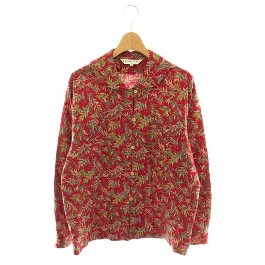 Dior Sports Shirt Blouse Long Sleeve Floral Pattern Open Collar All Over M