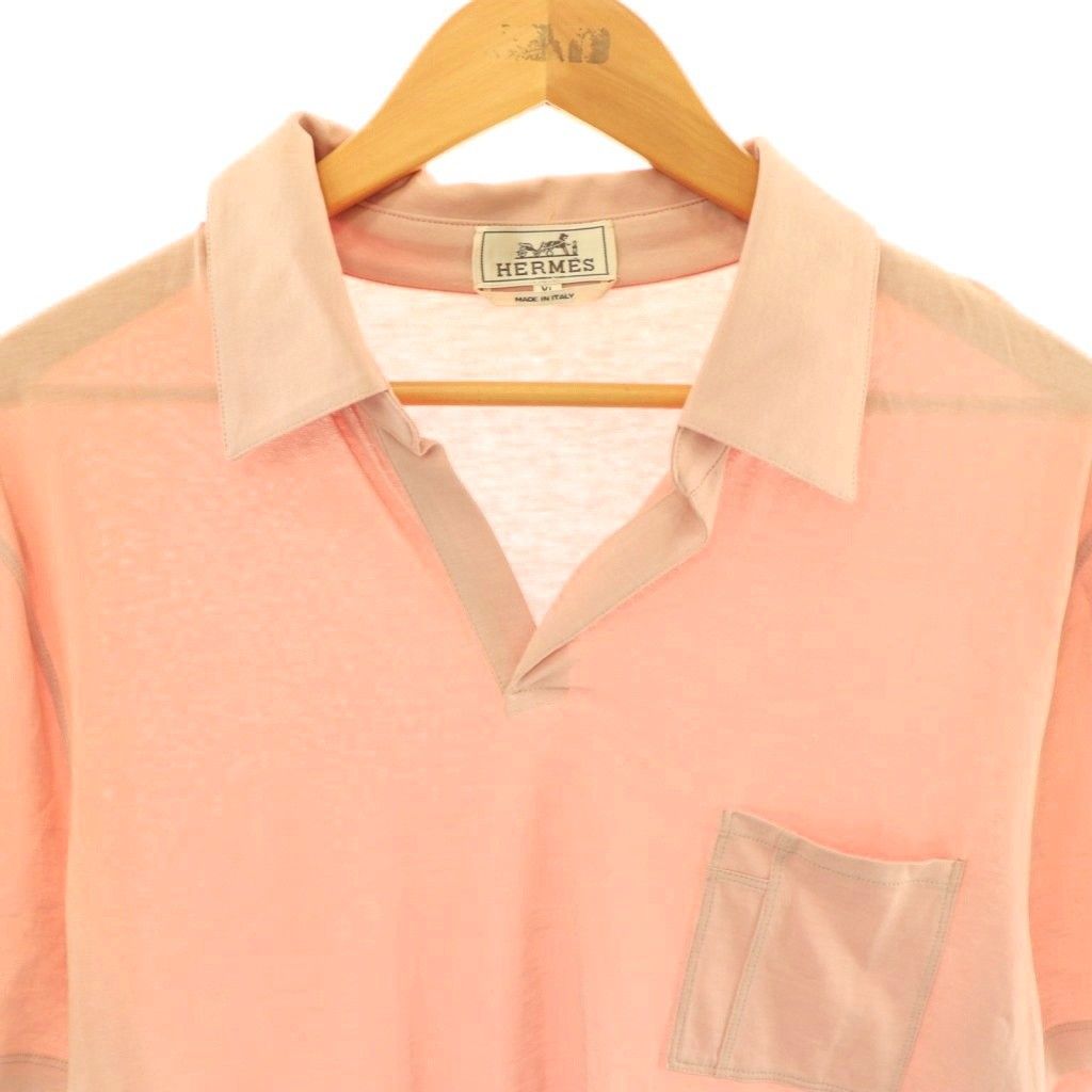 Hermes T-Shirt Short Sleeve Skipper Top Cotton XL Pink — view 4