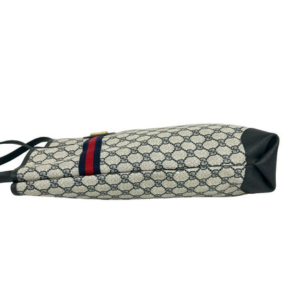 Gucci Vintage Sherry Line GG Logo Pattern Leather Tote Navy — view 6