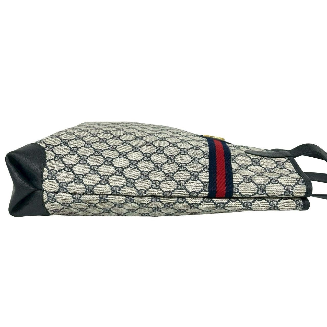 Gucci Vintage Sherry Line GG Logo Pattern Leather Tote Navy — view 5