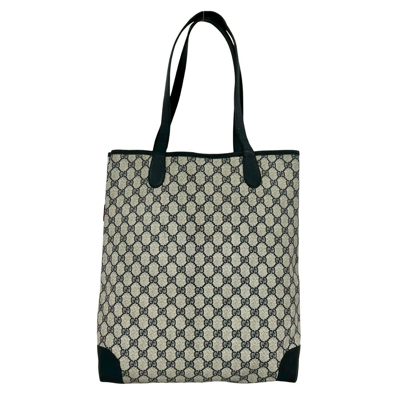 Gucci Vintage Sherry Line GG Logo Pattern Leather Tote Navy — view 3