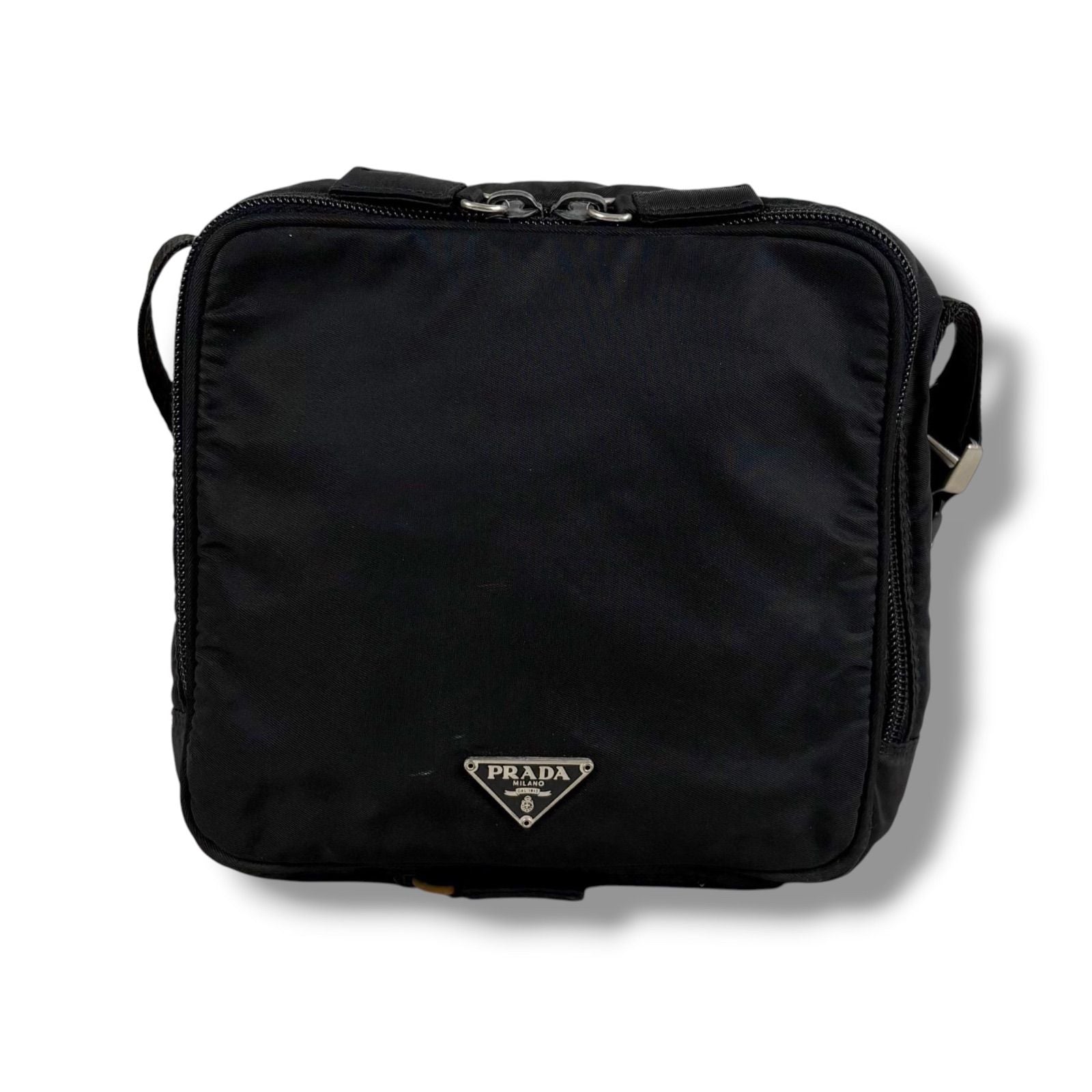 Prada Triangle Logo Mini Shoulder Bag Cross Tessuto Nylon Black Nero Pochette — view 3