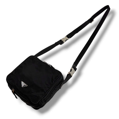 Prada Triangle Logo Mini Shoulder Bag Cross Tessuto Nylon Black Nero Pochette — view 2