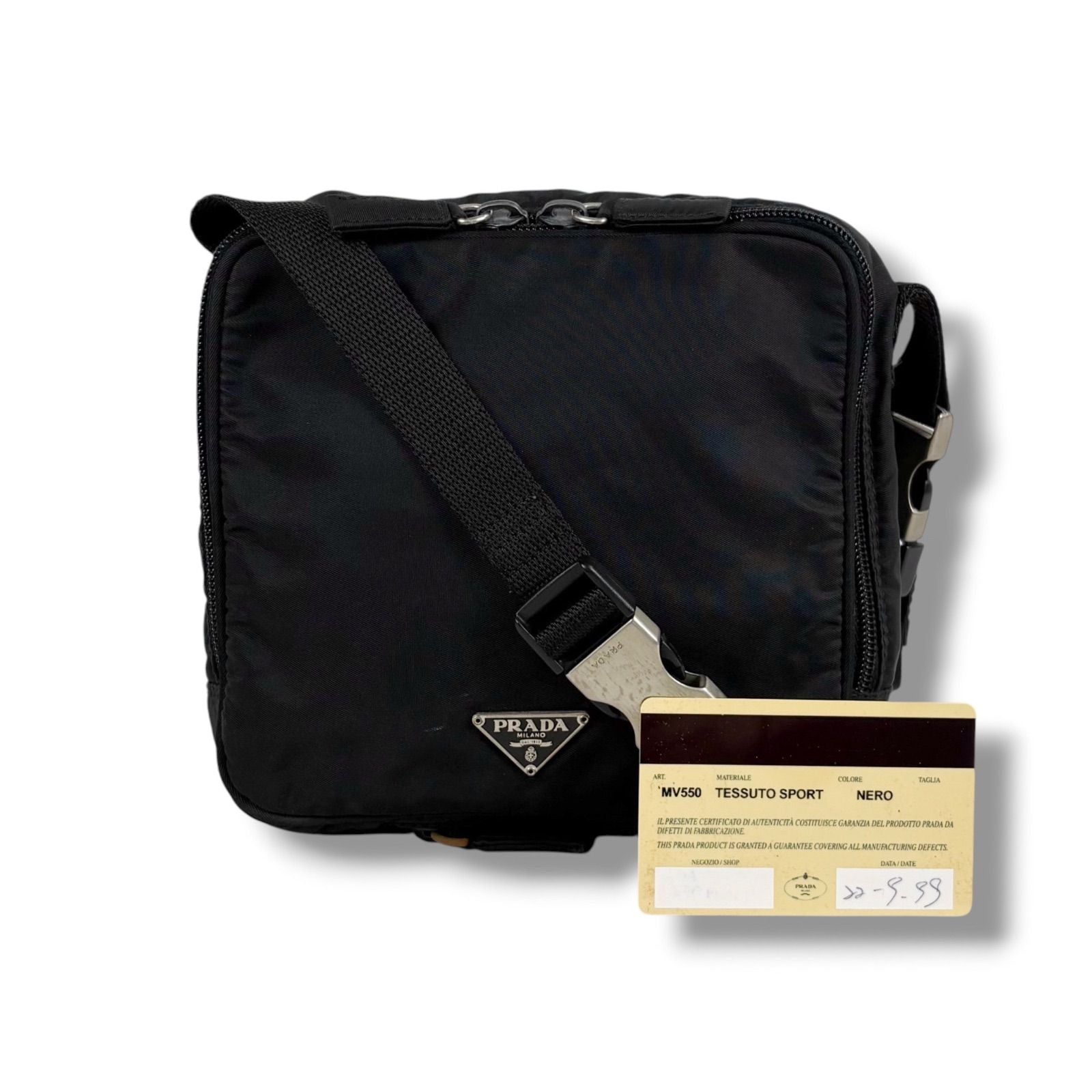 Prada Triangle Logo Mini Shoulder Bag Cross Tessuto Nylon Black Nero Pochette
