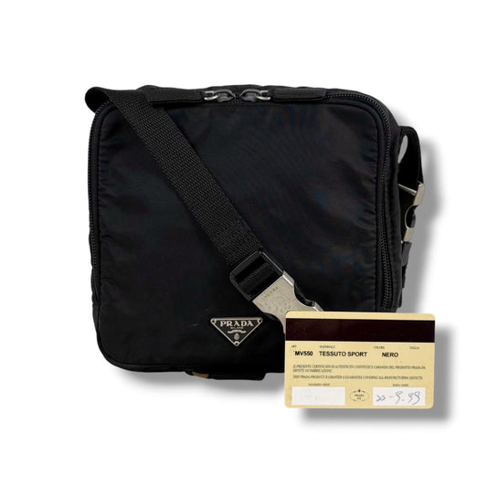 Prada Triangle Logo Mini Shoulder Bag Cross Tessuto Nylon Black Nero Pochette