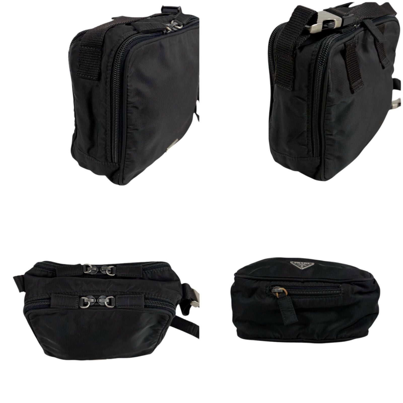 Prada Triangle Logo Mini Shoulder Bag Cross Tessuto Nylon Black Nero Pochette — view 5