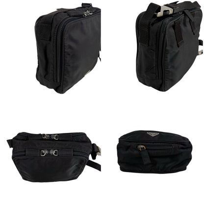 Prada Triangle Logo Mini Shoulder Bag Cross Tessuto Nylon Black Nero Pochette — view 5