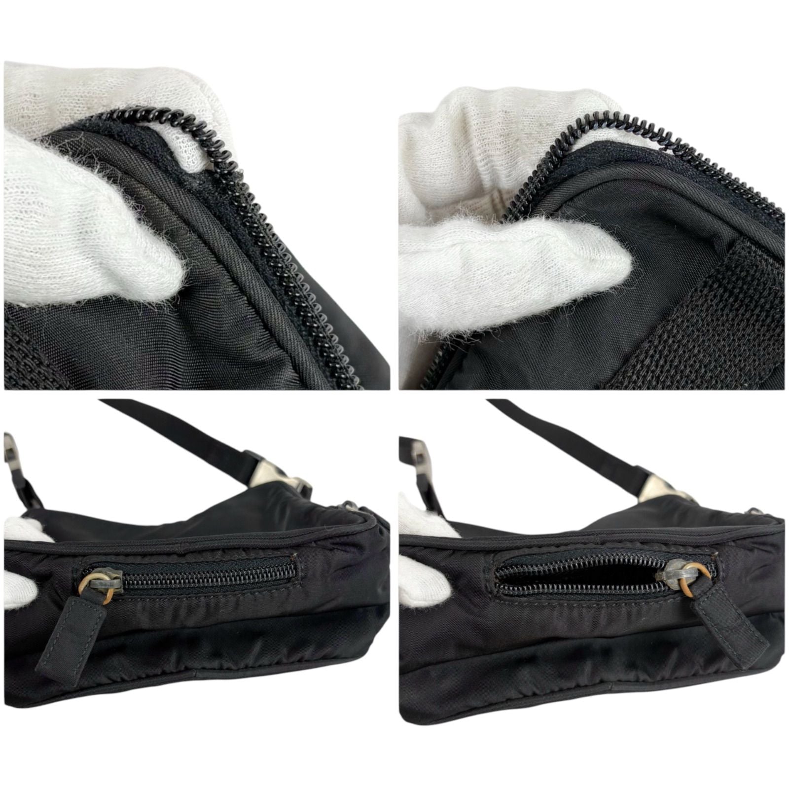 Prada Triangle Logo Mini Shoulder Bag Cross Tessuto Nylon Black Nero Pochette — view 8