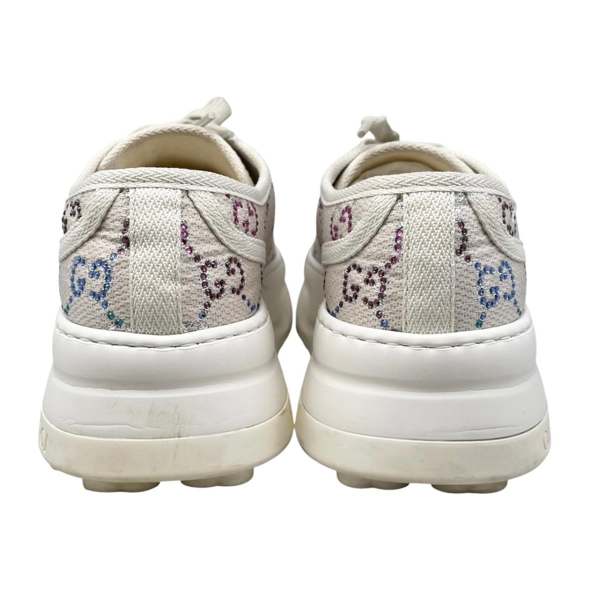 Gucci Sneakers GG Canvas Rhinestone 37 Crystal Multicolor Beige — view 4
