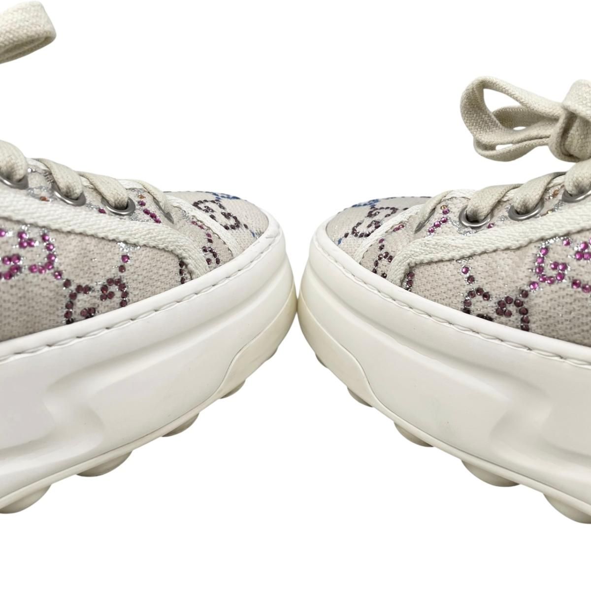 Gucci Sneakers GG Canvas Rhinestone 37 Crystal Multicolor Beige — view 7
