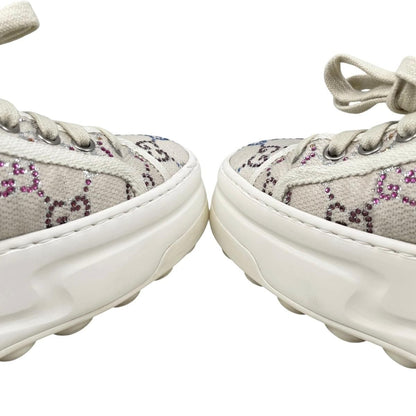 Gucci Sneakers GG Canvas Rhinestone 37 Crystal Multicolor Beige — view 7