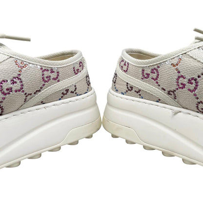 Gucci Sneakers GG Canvas Rhinestone 37 Crystal Multicolor Beige — view 8