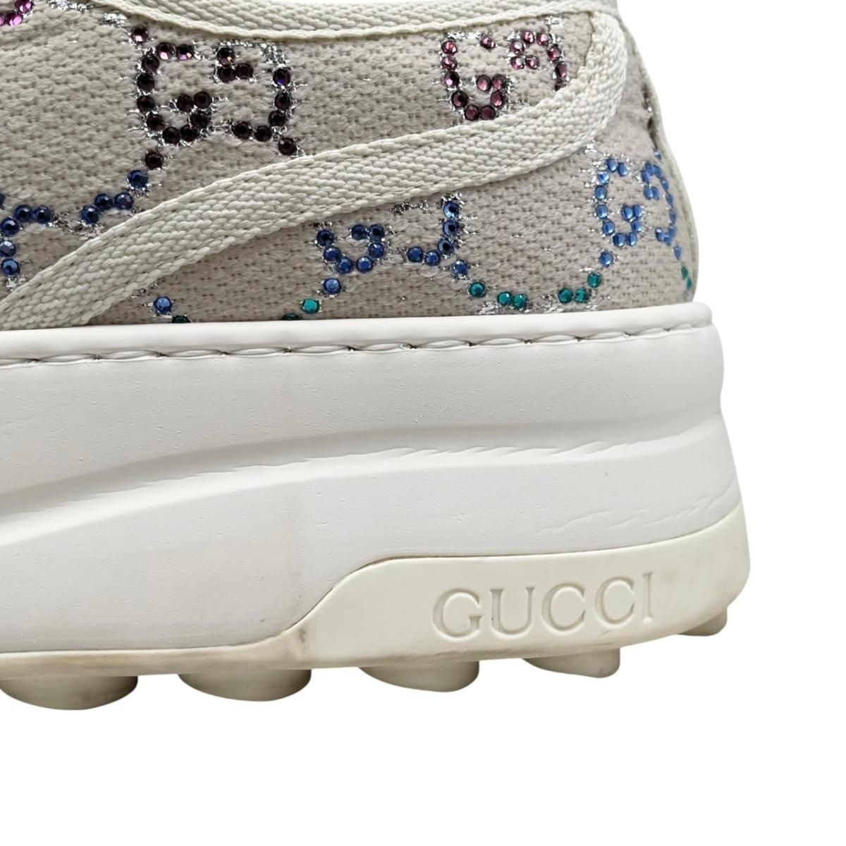 Gucci Sneakers GG Canvas Rhinestone 37 Crystal Multicolor Beige — view 9