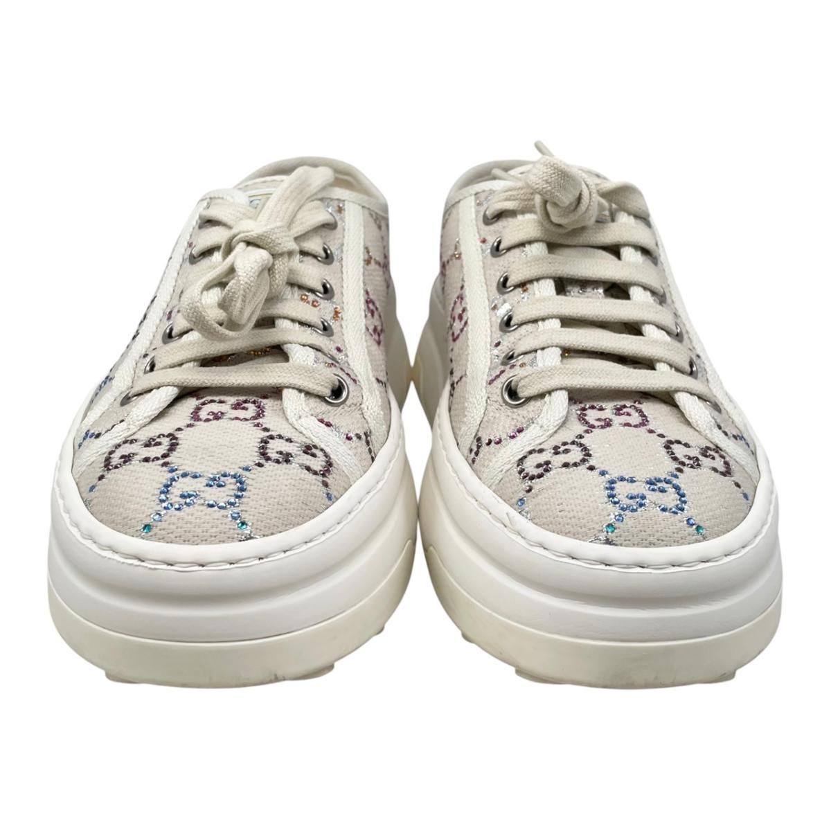 Gucci Sneakers GG Canvas Rhinestone 37 Crystal Multicolor Beige — view 3