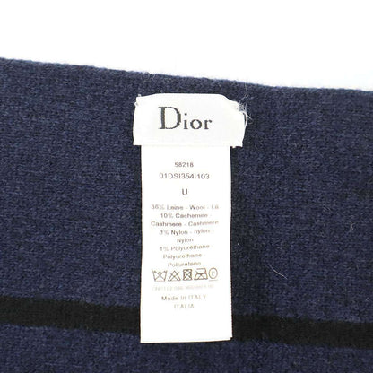 Dior Wool Cashmere Logo Knit Scarf Navy — view 2