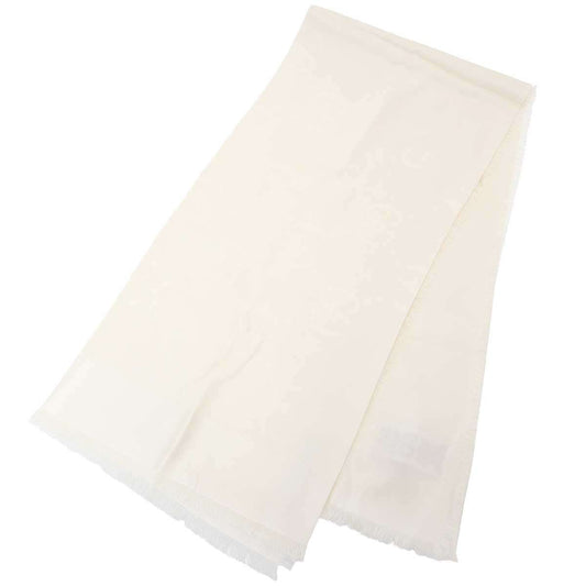 Gucci GG Jacquard Silk Wool Shawl White Scarf