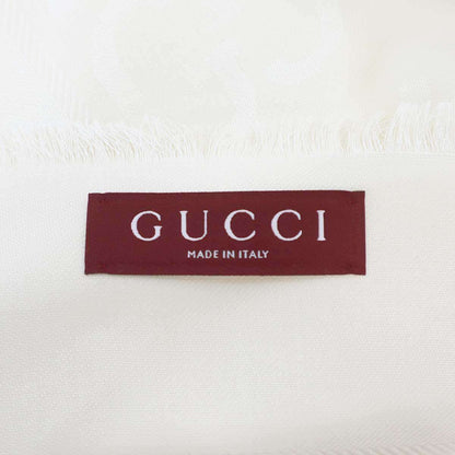 Gucci GG Jacquard Silk Wool Shawl White Scarf — view 2