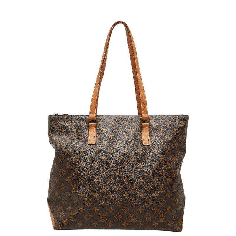 Louis Vuitton Monogram Cabas Mezzo Shoulder Bag Tote Brown Leather