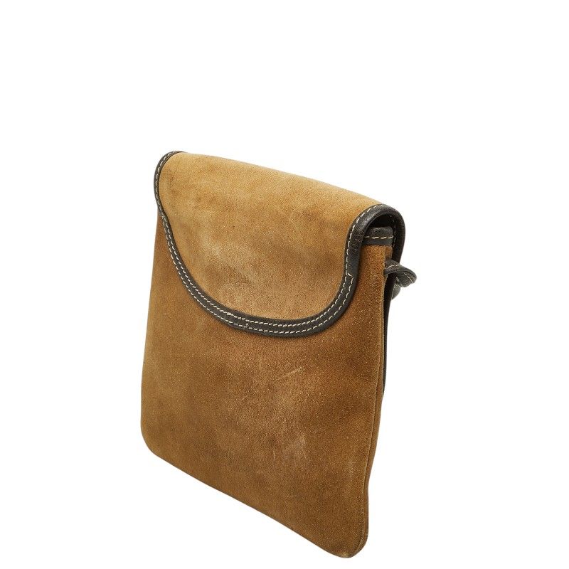 Loewe Anagram Shoulder Bag Pochette Beige Brown Suede Leather — view 2