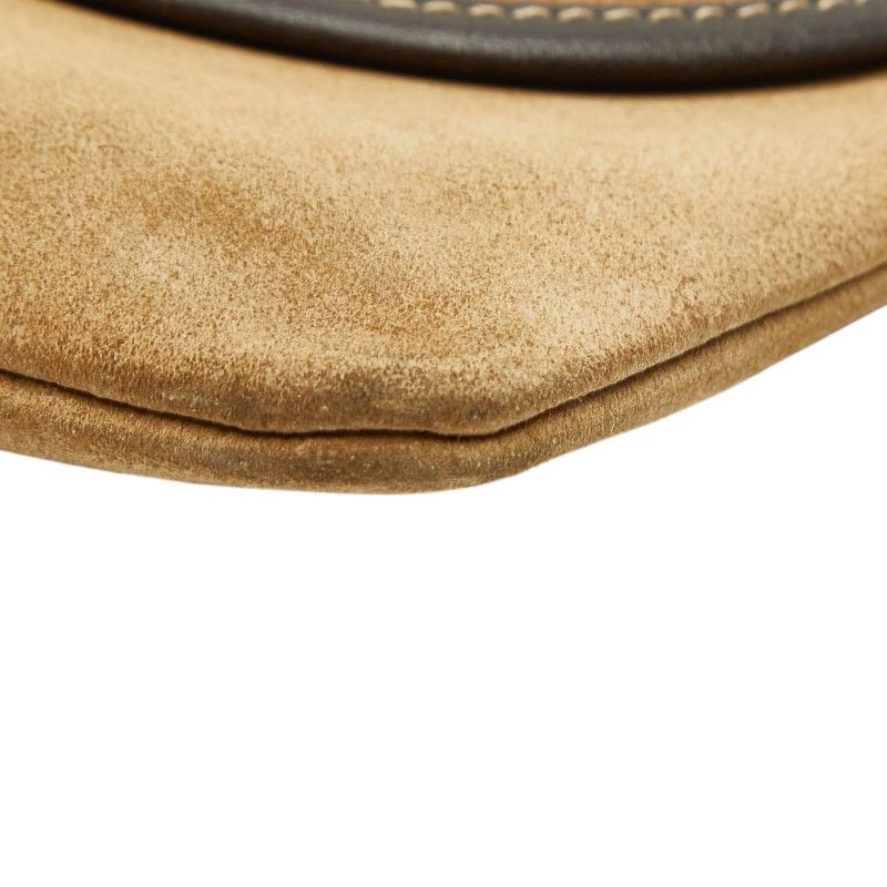 Loewe Anagram Shoulder Bag Pochette Beige Brown Suede Leather — view 4