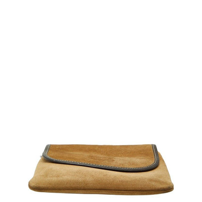 Loewe Anagram Shoulder Bag Pochette Beige Brown Suede Leather — view 3