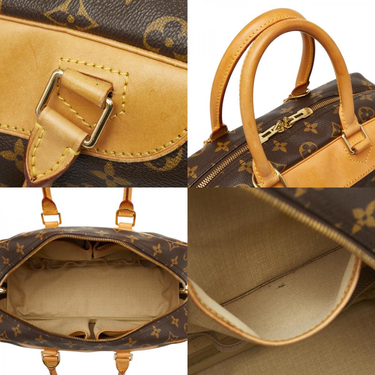Louis Vuitton Monogram Deauville Handbag Brown Leather — view 9