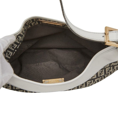 Fendi Zucchino Shoulder Bag Black White Canvas Leather — view 9
