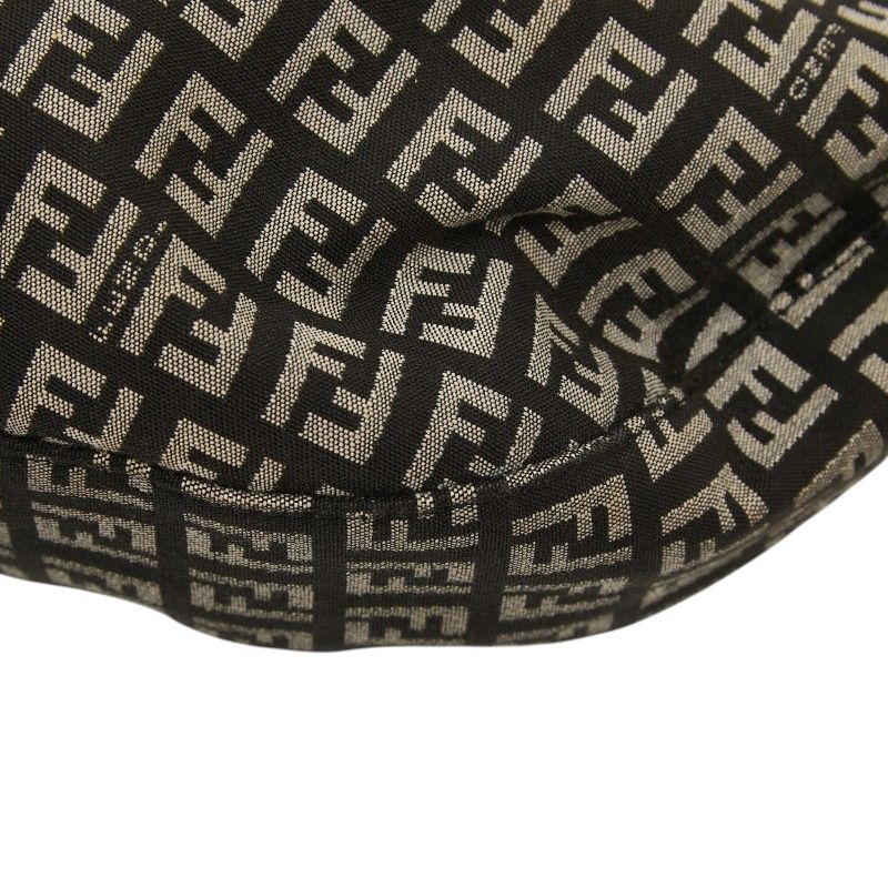 Fendi Zucchino Shoulder Bag Black White Canvas Leather — view 4
