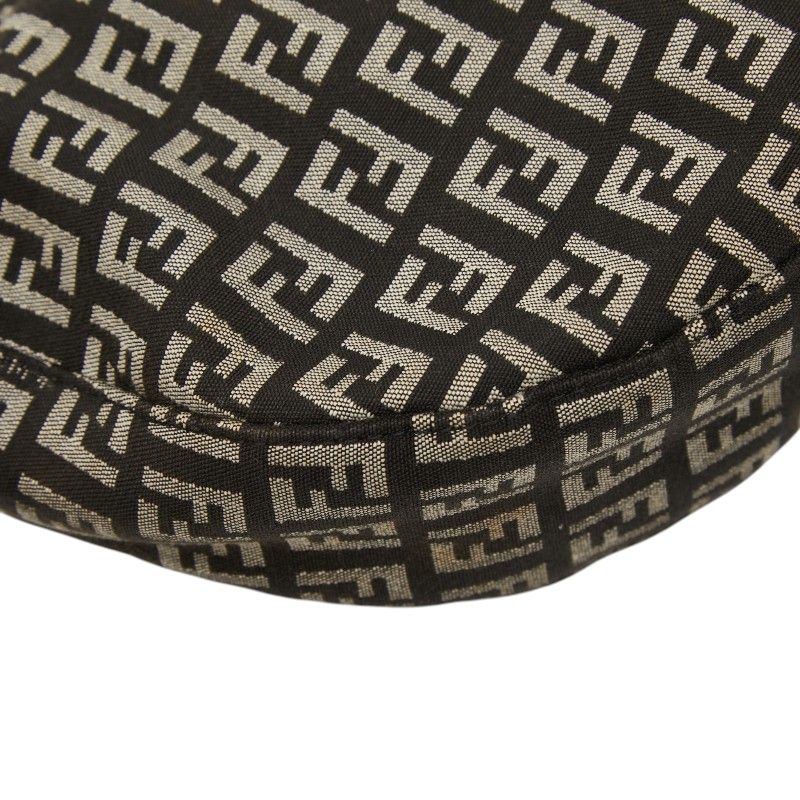 Fendi Zucchino Shoulder Bag Black White Canvas Leather — view 5