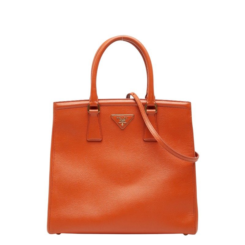 Prada Galleria 2-Way Shoulder Bag Orange Saffiano Leather
