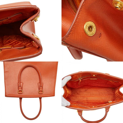 Prada Galleria 2-Way Shoulder Bag Orange Saffiano Leather — view 9