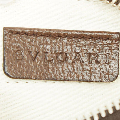 Bvlgari Logo Mania Shoulder Bag Pochette Beige Brown Canvas Leather — view 7