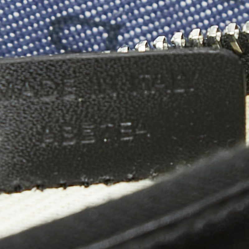 Bvlgari Logo Mania Shoulder Bag Pochette Indigo Blue Black Canvas Leather — view 8